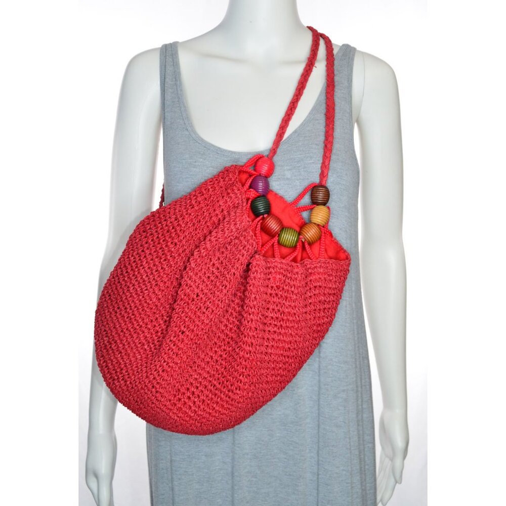 Paper Straw Beaded Adjustable Backpack Sling Bag … - image 2